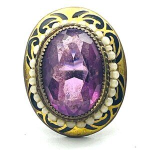 Vintage Victorian Style Ring Purple Acrylic Statement Cocktail Ornate
